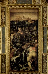 Die Eroberung von Monteriggioni von der Decke des Salone dei Cinquecento, 1565
